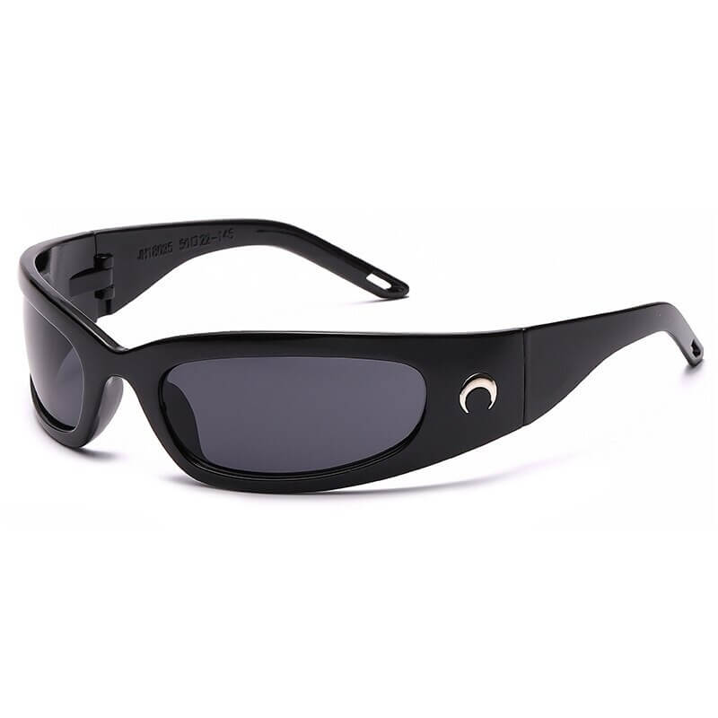 Unisex trendy rectangular sunglasses SF0534 with black polycarbonate frame, mirrored gradient lenses, UV400 protection - stylish comfort.