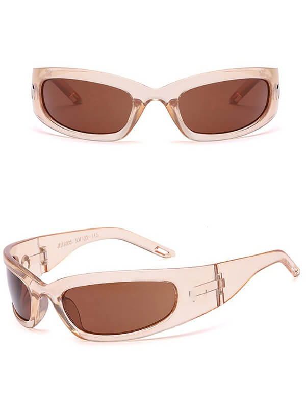 Trendy unisex rectangular sunglasses SF0534 with mirrored polycarbonate lenses and durable alloy frame, offering UV400 protection.