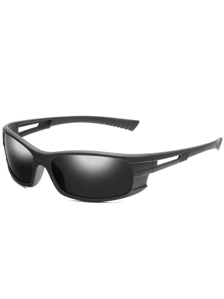 Sleek black unisex anti-glare UV400 polarized sunglasses for driving with vintage-style frames, model SF0543.