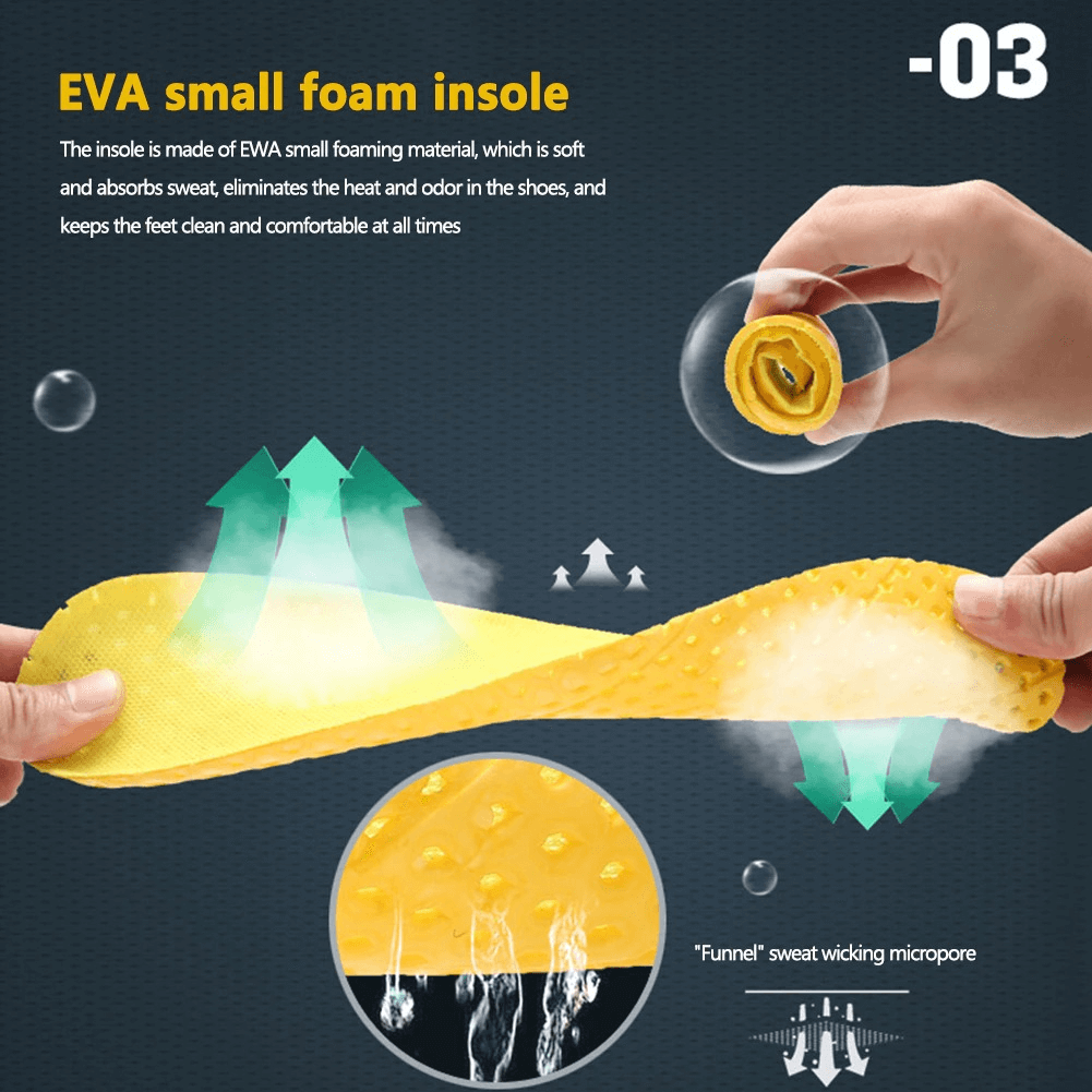 EVA small foam insole with sweat-wicking technology for breathable aquatic sneakers showing flexible and absorbent qualities.