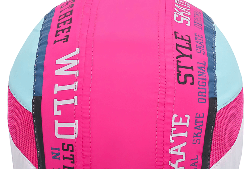 Colorful unisex thin baseball cap in vibrant pink and blue with bold text, made of breathable polyester for outdoor sports activities.