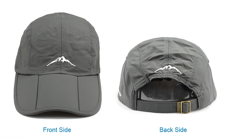 Unisex foldable waterproof outdoor sports baseball cap SF0906, front and back view, nylon material, adjustable strap, casual style.