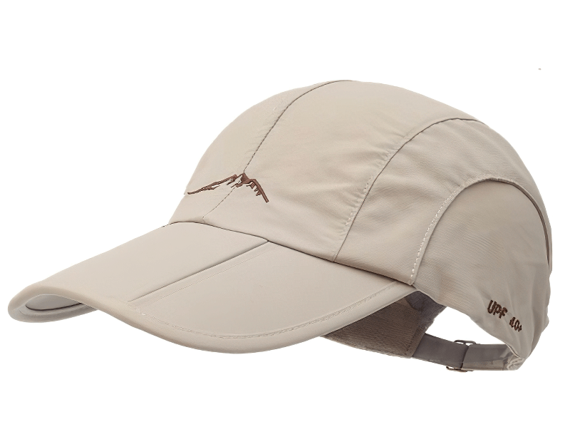 Unisex foldable waterproof outdoor sports baseball cap SF0906 in beige with adjustable strap, perfect for casual activities.