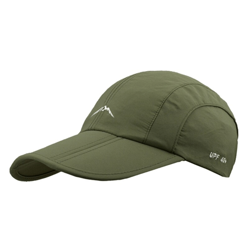 Green unisex waterproof foldable outdoor sports baseball cap with adjustable strap for active lifestyle