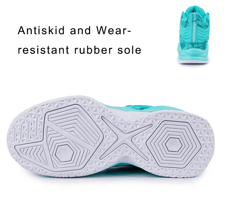 Antiskid and wear-resistant sole of SF0709 unisex lace-up basketball shoes highlighting superior grip and durability.