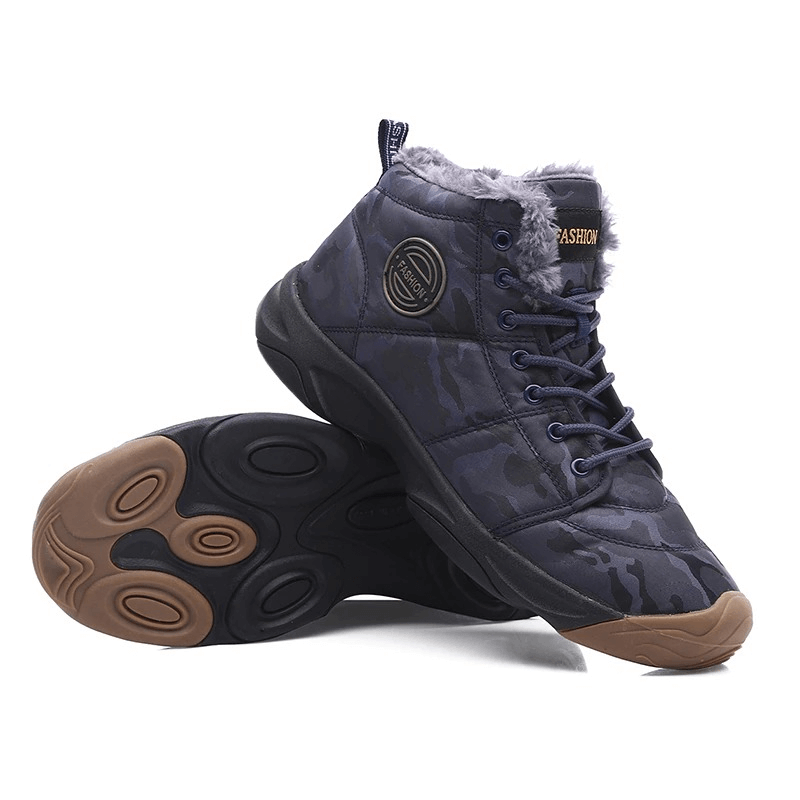 Chaussures décontractées à lacets unisexes avec fausse fourrure / bottes de randonnée chaudes - SPF0290 