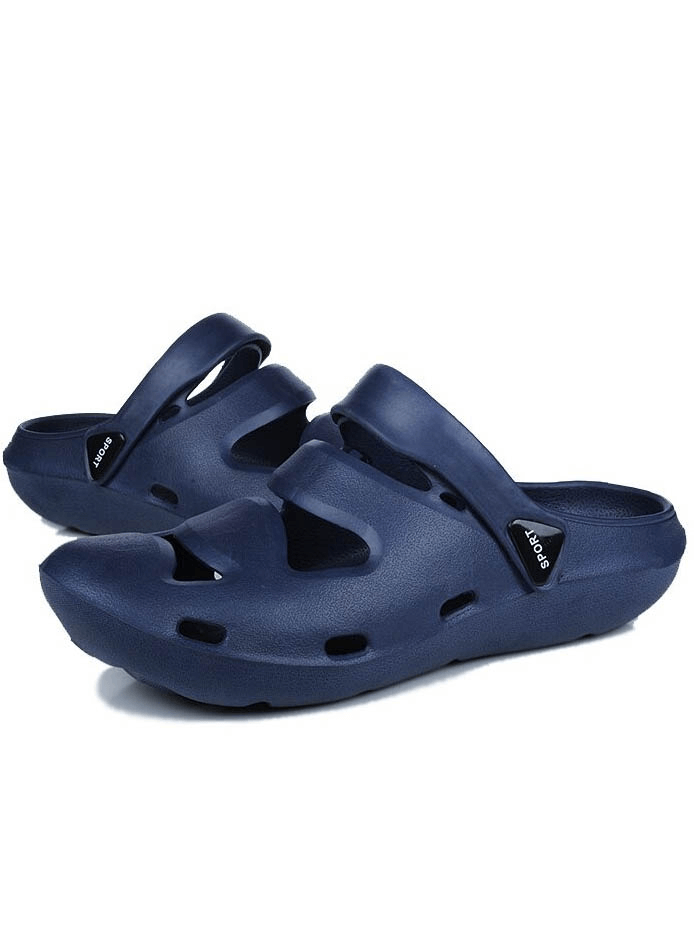 Unisex Soft Hollow Clogs Slippers - Navy Blue Rubber Crocs for Outdoor Comfort and Durability - SF0640