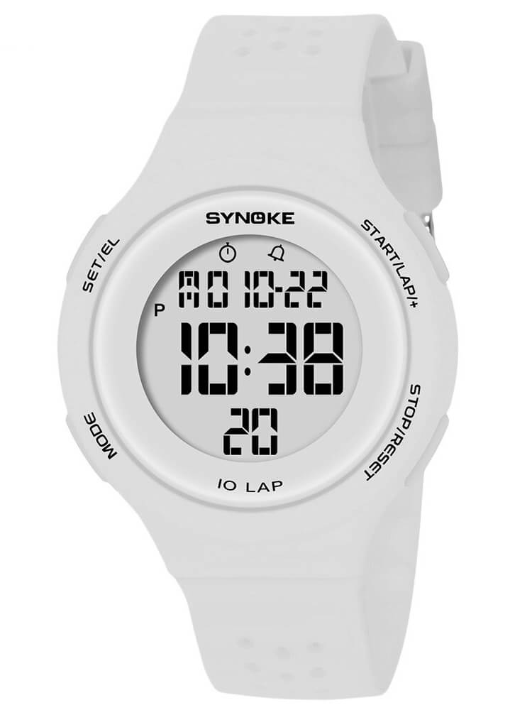 Unisex ultra-thin digital watch, waterproof, with LED display and 24cm band, ideal for sports and swimming, model SF0496.