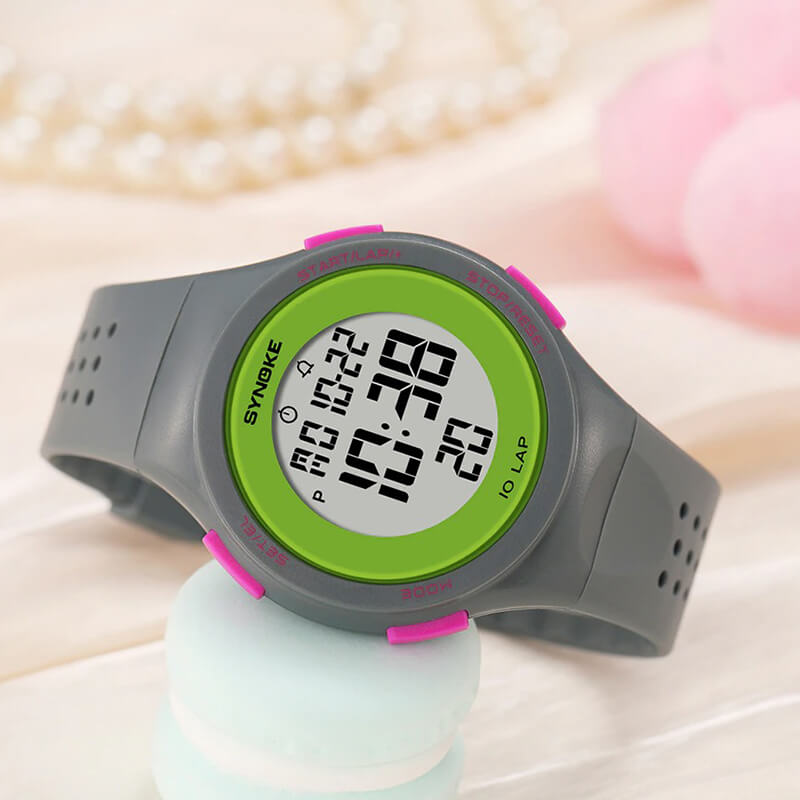 Unisex ultra-thin digital watch, waterproof sports design, features shock resistance, LED display & stopwatch. Stylish and sporty.