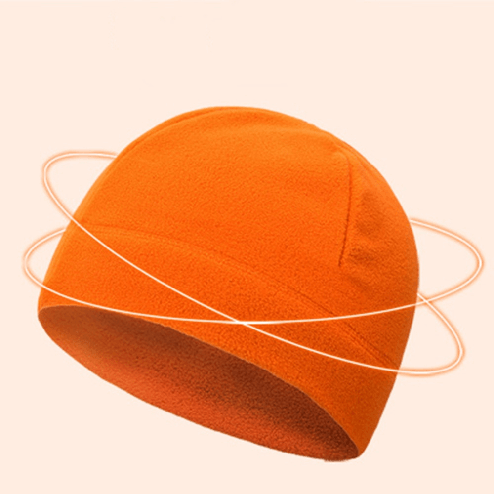 Unisex windproof fleece sports hat for hunting and fishing, orange color, thermal insulation, one size fits most, SF0917 model.