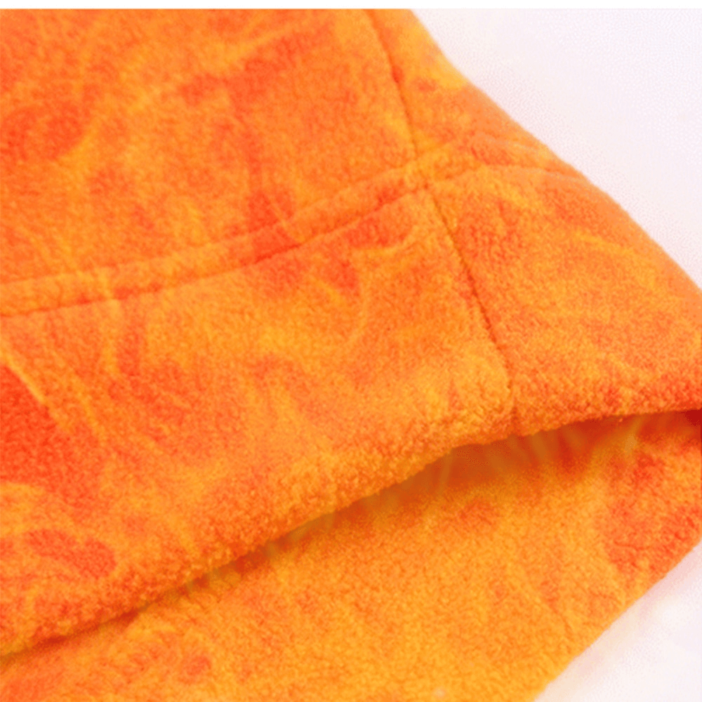 Close-up of orange windproof fleece fabric, ideal for the SF0917 unisex sports hat for hunting and fishing.