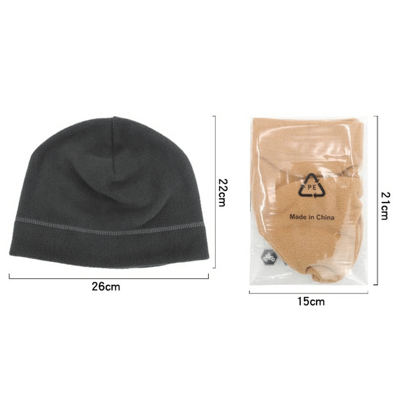 Unisex Windproof Fleece Sports Hat in black with packaging, perfect for fishing and hunting, lightweight and thermal insulated.