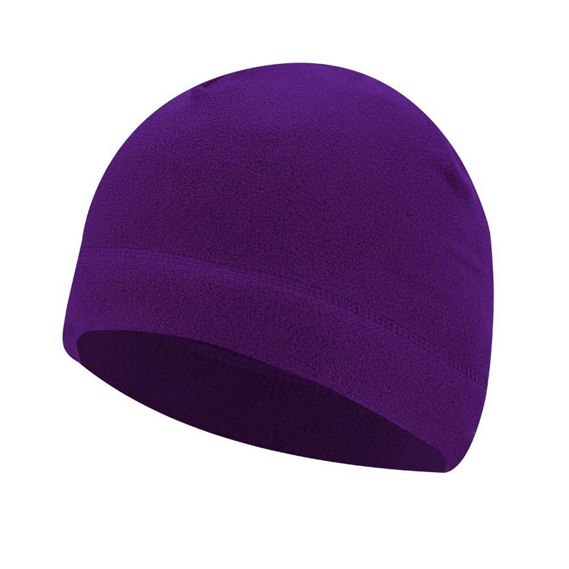 Purple unisex windproof fleece sports hat for fishing and hunting with thermal insulation.