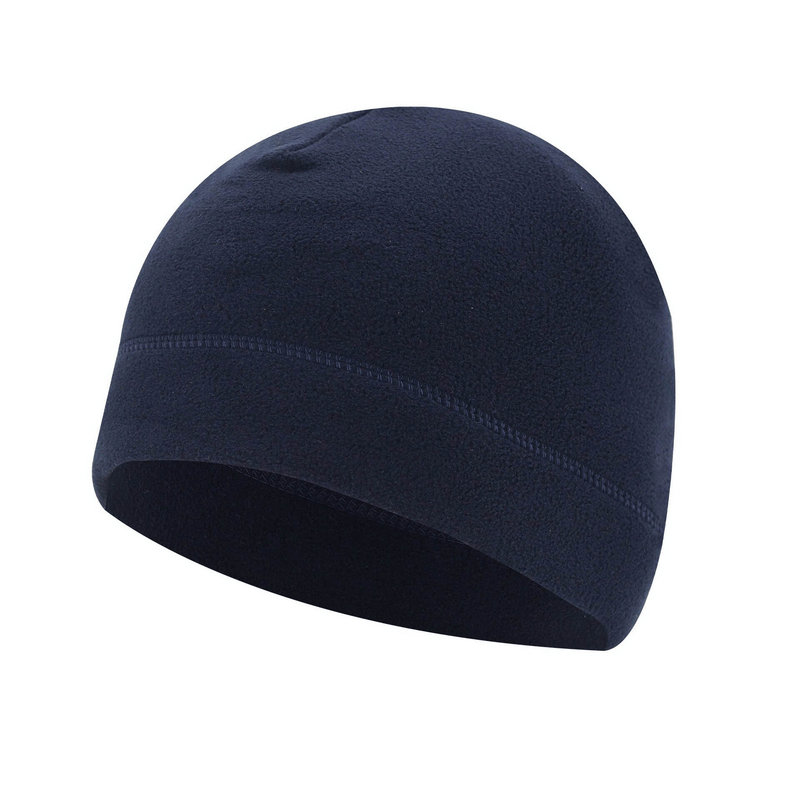 Unisex windproof fleece sports hat in navy blue, ideal for fishing and hunting. Wool fabric ensures warmth and comfort.