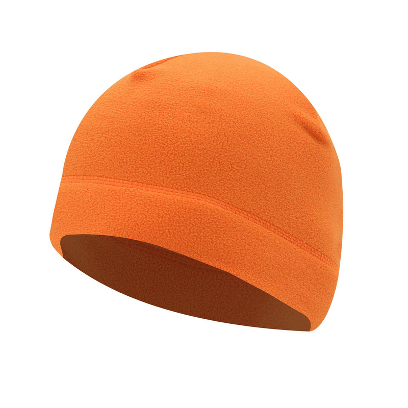 Unisex orange windproof fleece sports hat for fishing and hunting, providing warmth and comfort with a snug fit for cold weather adventures.
