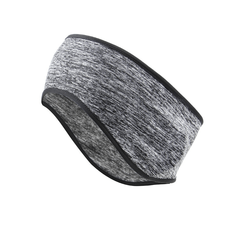 Warm elastic windproof sports headband, unisex cycling headwear in gray, ideal for cold weather, one size fits all.