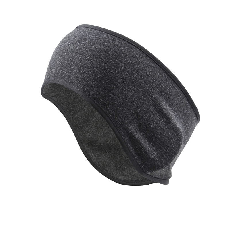 Warm elastic windproof sports headband in dark grey, ideal for cycling, unisex design, one size fits all, 25cm x 12cm dimensions.