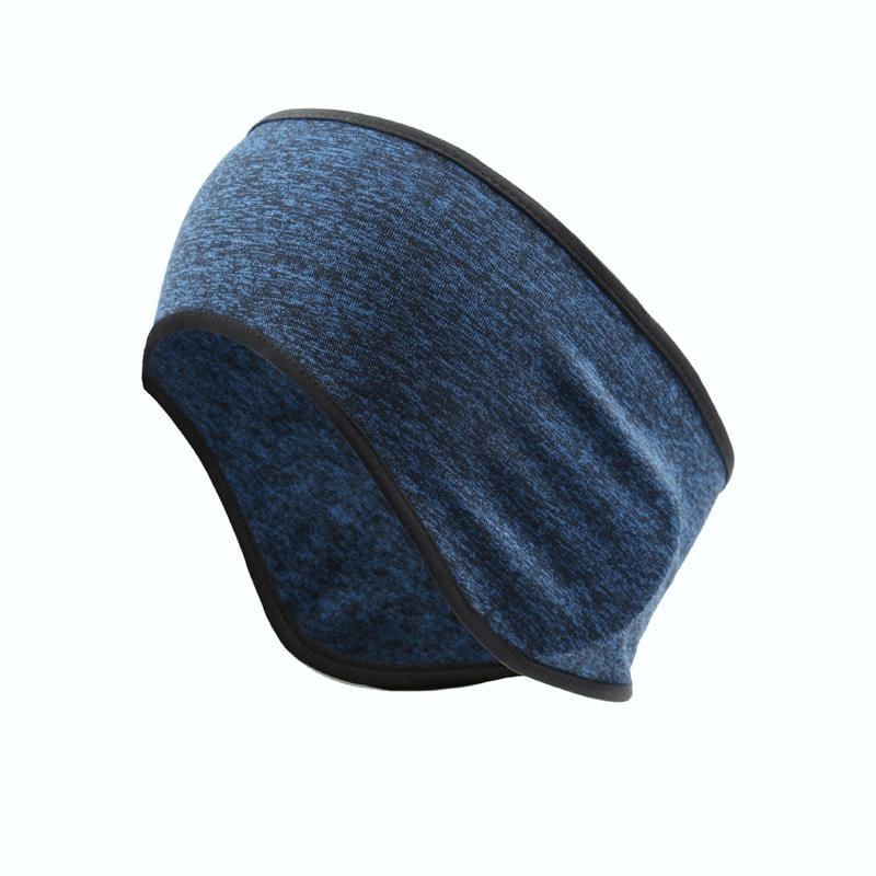 Blue warm elastic windproof sports headband, unisex design for cycling, one size fits all, SF0964 model.