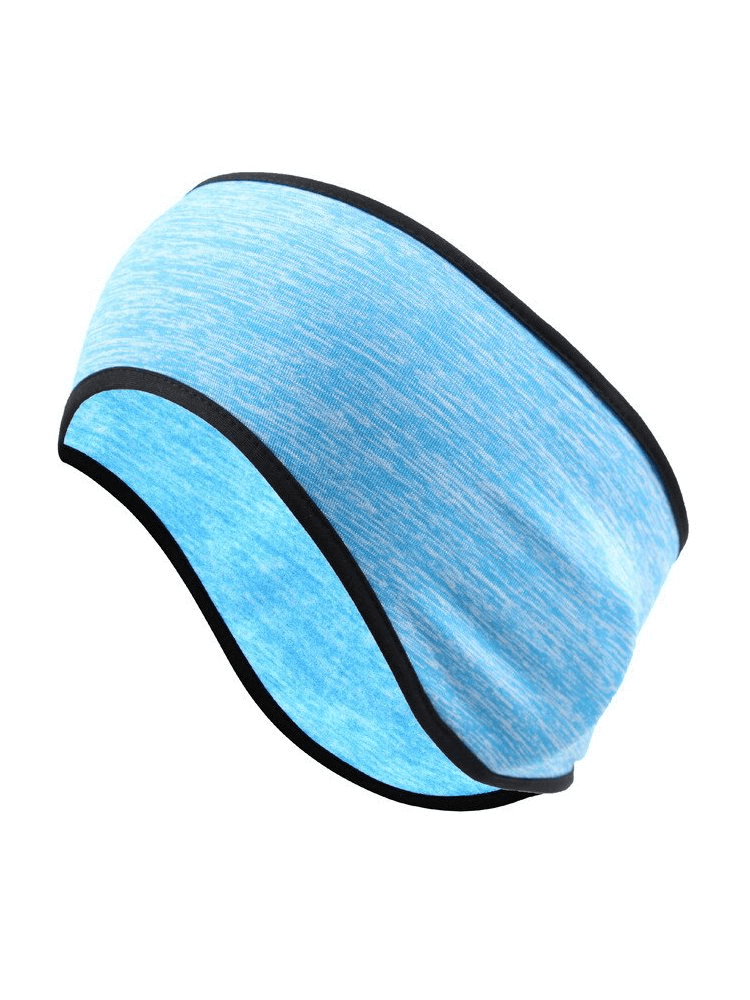Warm Elastic Windproof Sports Headband in blue, ideal for cycling, featuring a unisex design and wind-blocking polyester material.