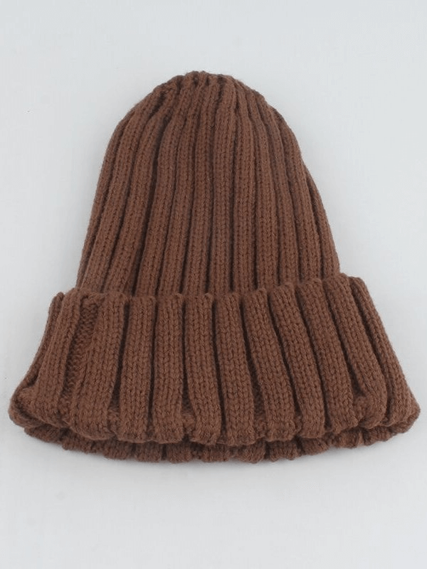 Warm plain soft knitted unisex hat with solid color, crafted from cotton and acrylic, ideal for casual wear, product code SF0422