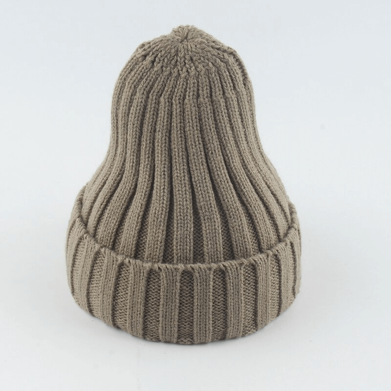 Warm plain soft knitted hat in solid color, unisex design for casual wear, crafted from cotton and acrylic, 55-60 cm circumference.