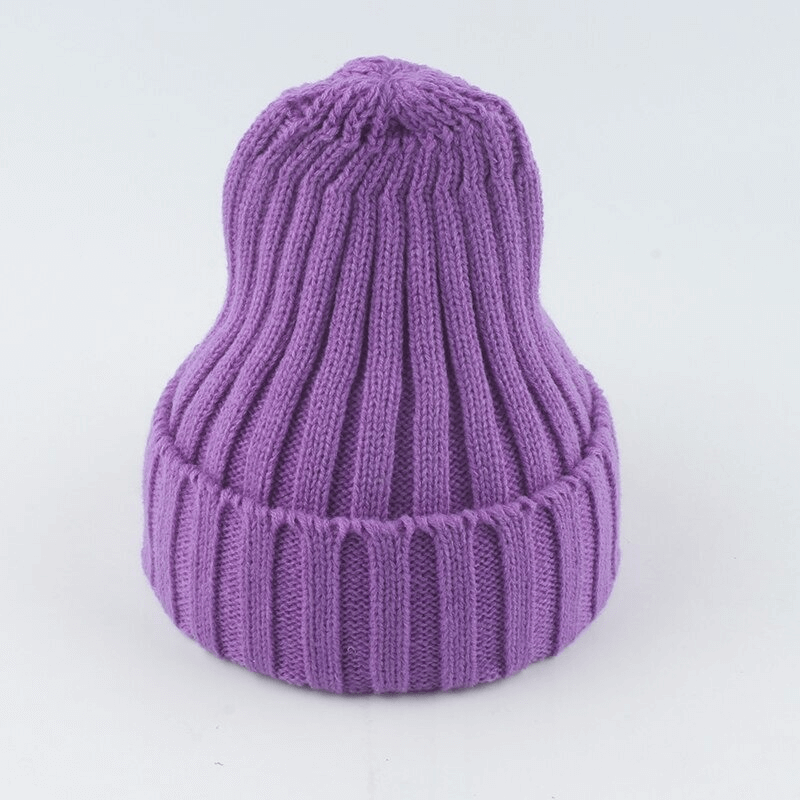Warm Plain Soft Knitted Hat in Lavender for Unisex, Casual Style, Solid Color, Perfect for 55-60 cm Head Circumference