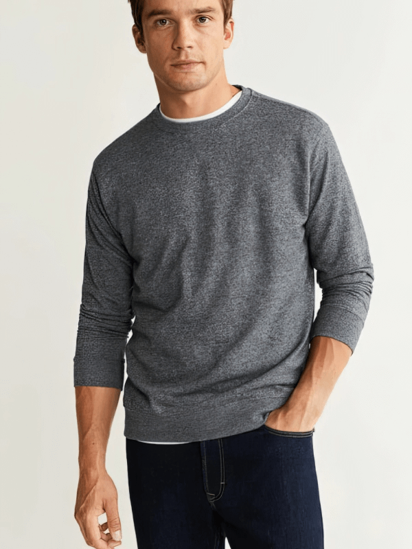 Warm solid color men's sports sweatshirt, SF0582, featuring an O-Neck collar and full-length sleeves, perfect for outdoor and casual wear.