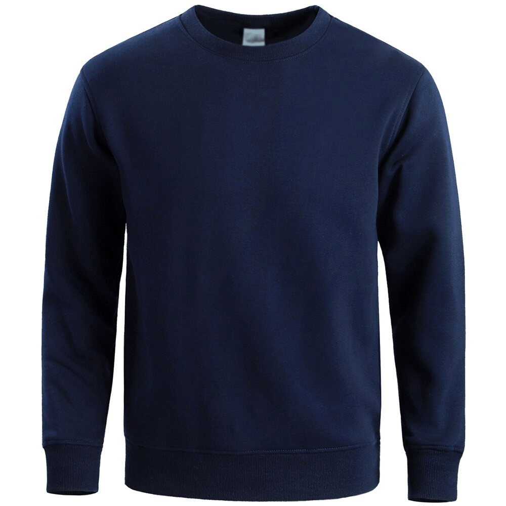 Warm solid color men's sports sweatshirt with O-neck and full-length sleeves, ideal for casual outdoor activities or everyday wear.