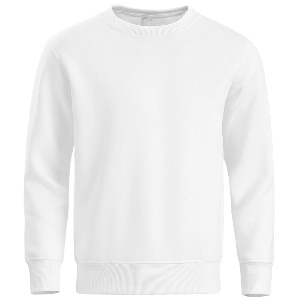 Men's solid color sports sweatshirt, O-neck collar, full sleeves, white, polyester, for outdoor and casual wear, product code SF0582.