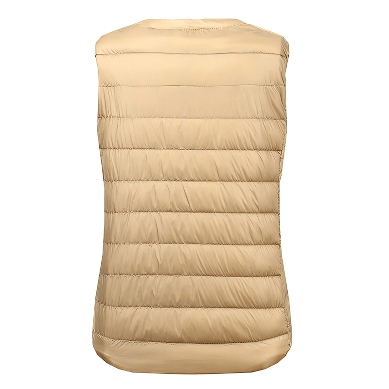 Women's beige vest with pockets, ultra-lightweight oversized outwear