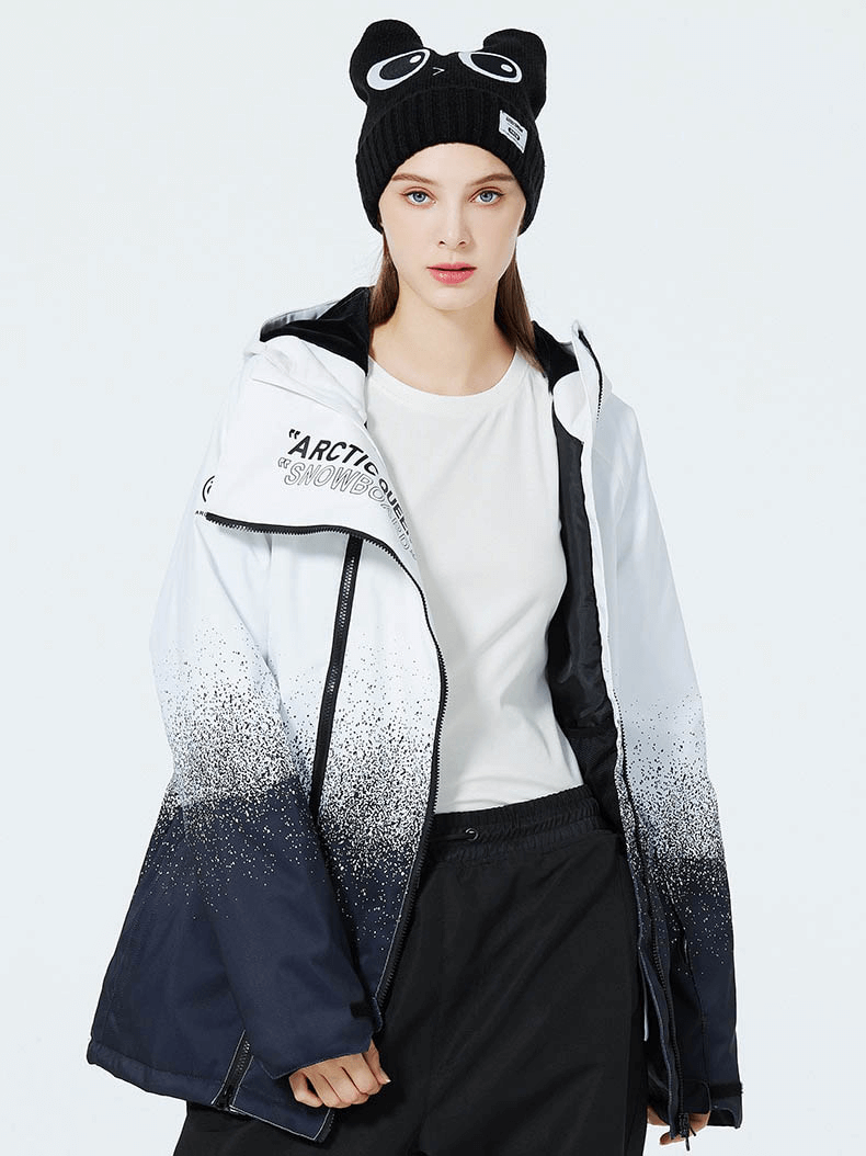 Unisex warm waterproof snowboarding jacket with hood, double zipper, in stylish design for skiing. Product code: SF0943.