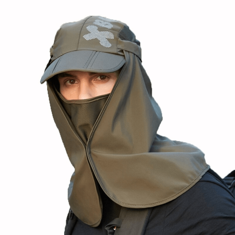 Unisex waterproof sun hat with adjustable neck flap for hiking. Perfect outdoor gear providing sunshade and water protection.