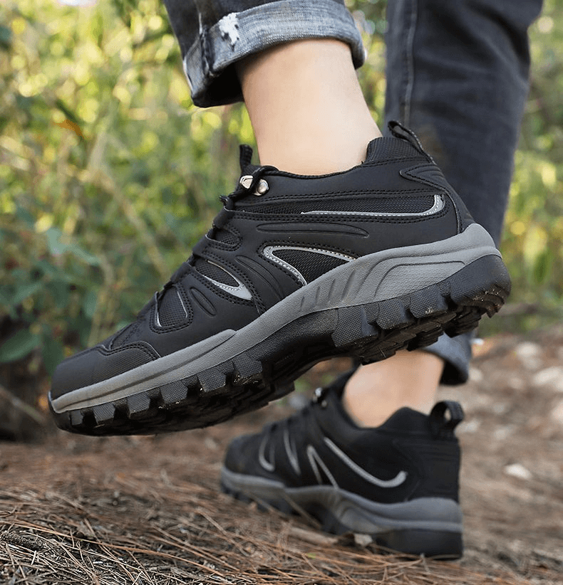 Men's waterproof anti-slip trekking shoes, perfect for outdoor adventures, featuring breathable nylon and secure grip rubber outsole.
