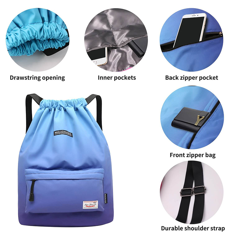 Waterproof gym softback backpack with drawstring opening, inner pockets, and durable shoulder strap. Ideal for fitness and travel, SF0774.