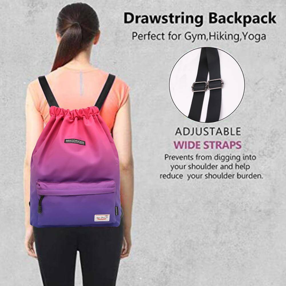 Unisex waterproof gym drawstring backpack with adjustable straps, perfect for fitness, hiking, yoga and more. Durable nylon, 20-35L capacity.