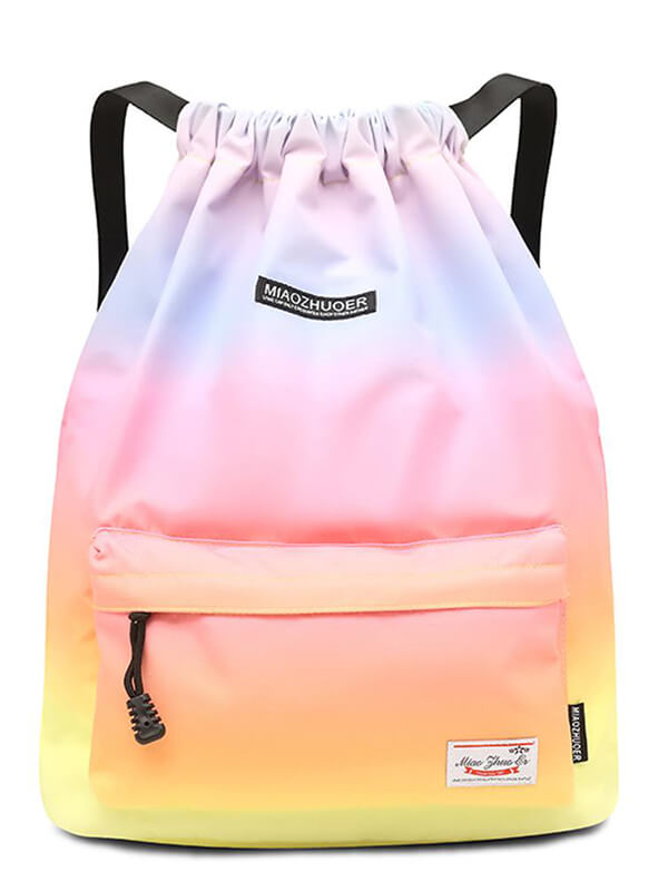 Gradient waterproof drawstring backpack in pastel colors, perfect for fitness enthusiasts, with a spacious unisex design, product SF0774