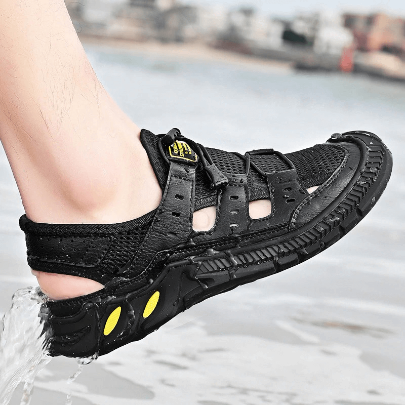Hollow-Out Breathable Mesh Sandals with Wear-Resistance Rubber Sole, ideal for style and comfort in any adventure.
