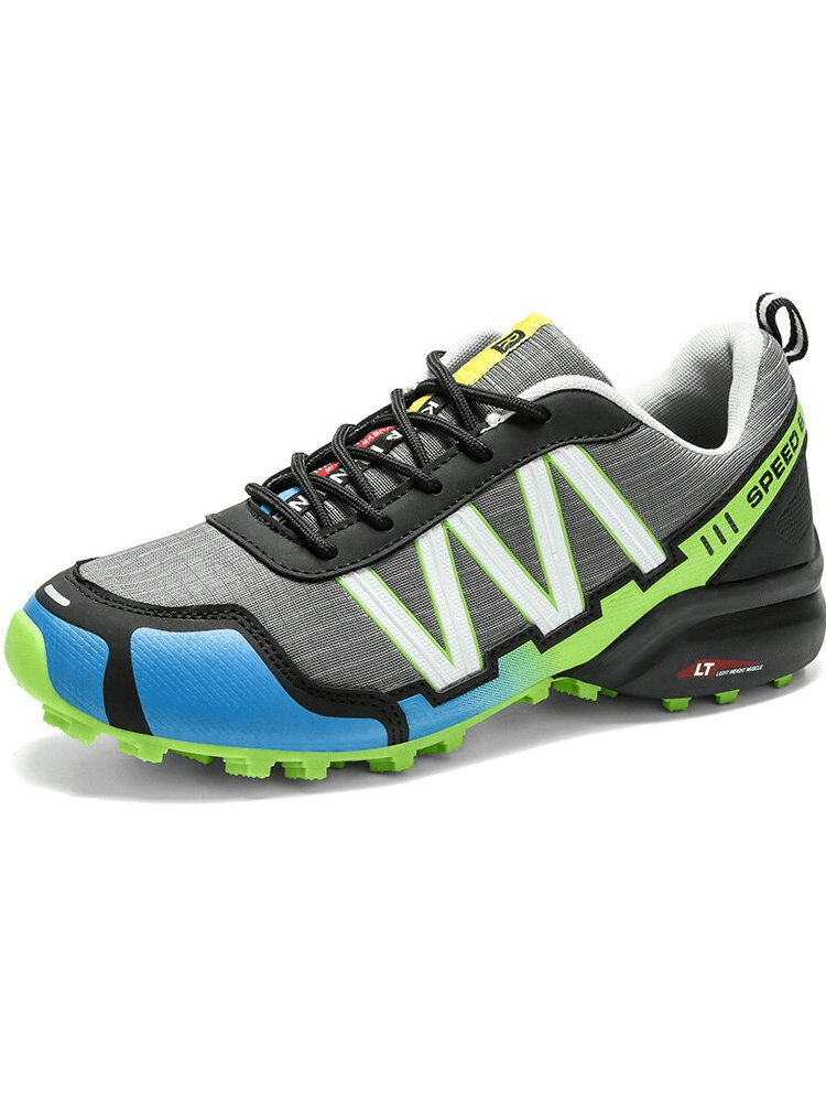 Colorful waterproof non-slip men's sneakers with lace-up closure and EVA outsole, perfect for sports and casual wear.