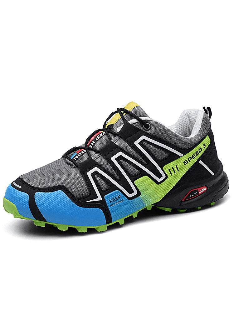 Colorful waterproof non-slip men's sneakers with lace-up design and EVA outsole for sports and casual wear.