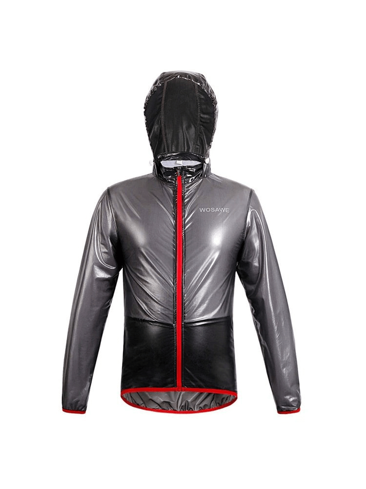 Waterproof reflective bike rain cover with hood, designed for male cyclists, featuring durable polyester and enhanced visibility, SF0304.