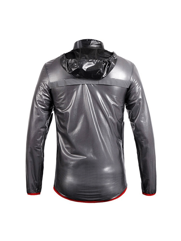 Waterproof reflective bike rain cover with hood for men, featuring polyester fabric, solid pattern, and added weather protection.