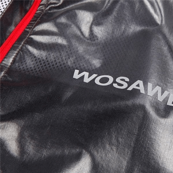 Waterproof reflective bike rain cover with red zipper and hood, featuring breathable polyester fabric for male cyclists, SF0304.