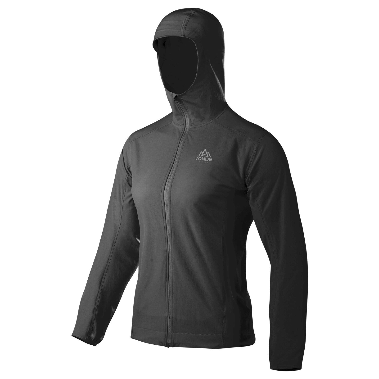 Waterproof sports thin women's jacket with hood and zipper for running, lightweight and breathable, perfect for outdoor activities.
