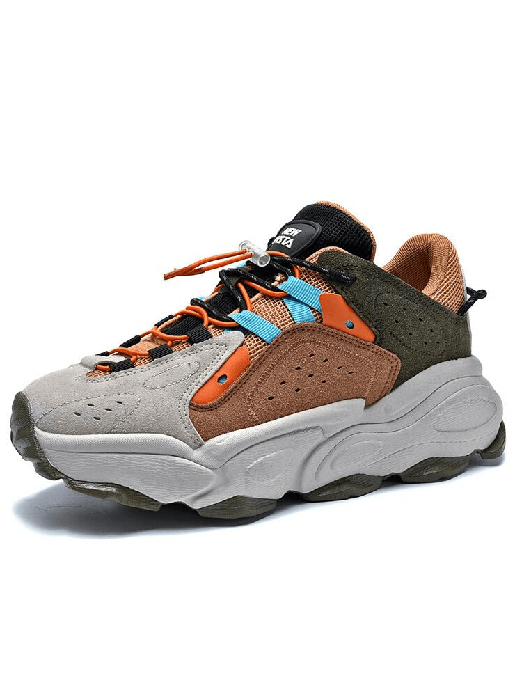 Colorful waterproof thick bottom outdoor running shoe with breathable leather and EVA sole, model SF0376.