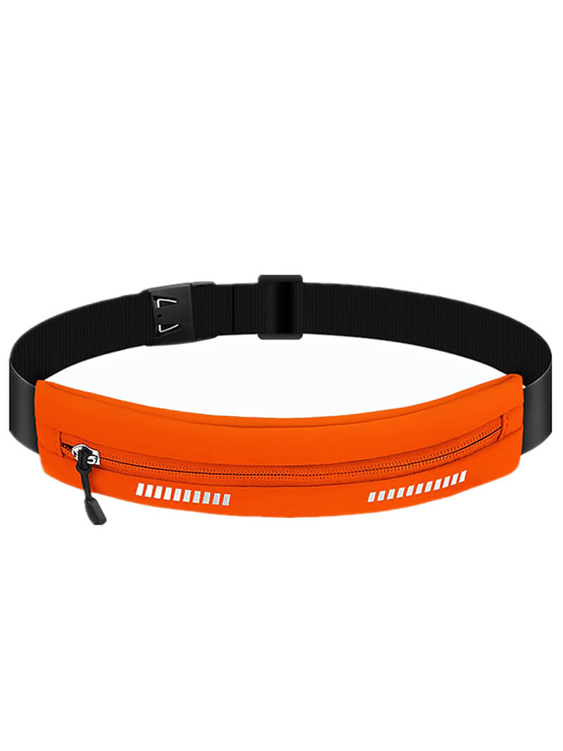 Orange waterproof waist running bag for outdoor sports, unisex nylon accessory for carrying essentials like phones, perfect for active lifestyles.