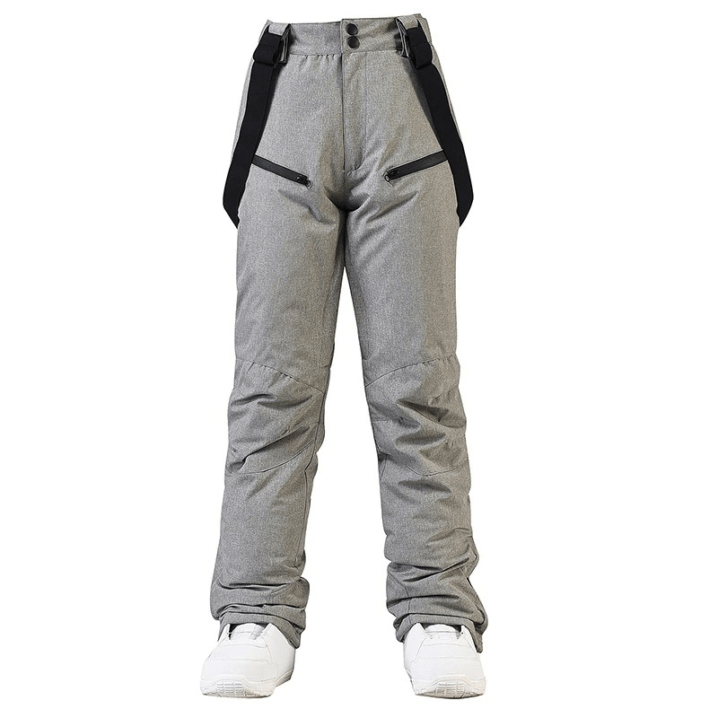 Warm waterproof snowboarding trousers with waist protection, SF0688 model. Ideal for skiing, adjustable fit, gray color.
