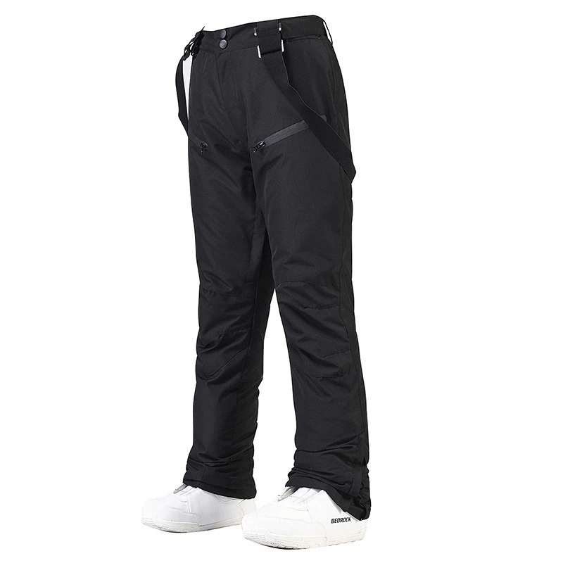 Waterproof warm snowboarding trousers with waist protection, ideal for skiing, featuring adjustable waist and zipper fly closure.