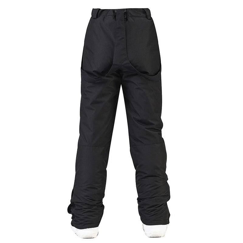 Black waterproof warm snowboarding trousers with waist protection, perfect for skiing and snow sports. SF0688.