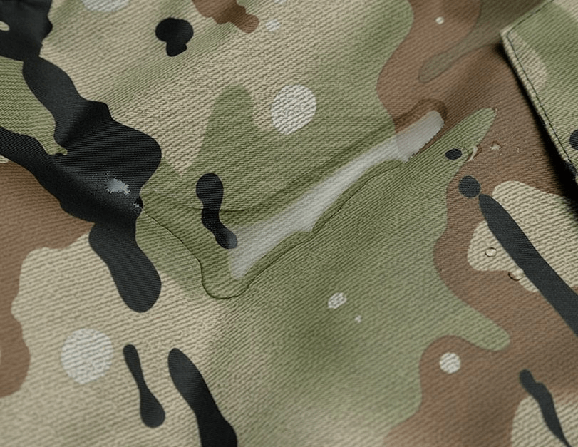 Close-up of camo fabric on Waterproof Windproof Insulated Sports Men's Pants SF0733 with breathable cotton material.