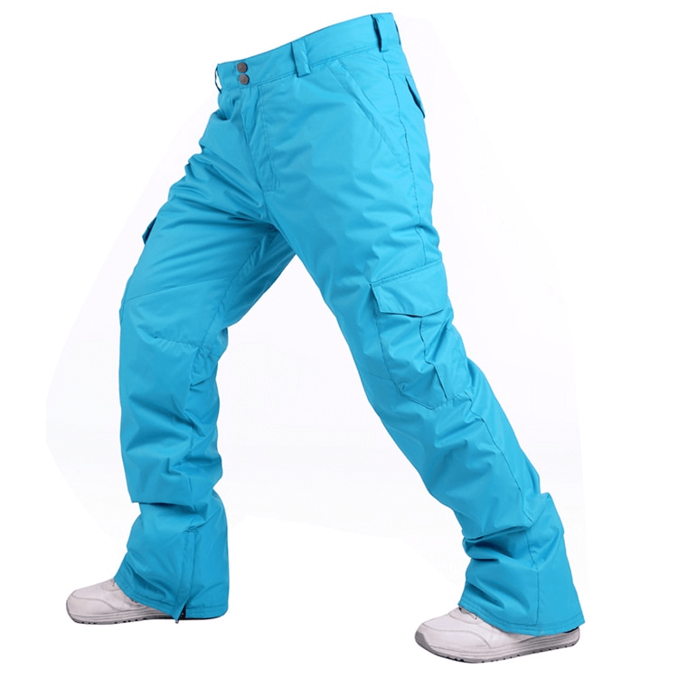 Men's blue waterproof windproof insulated sports pants for winter activities like skiing or snowboarding, SF0733 model.